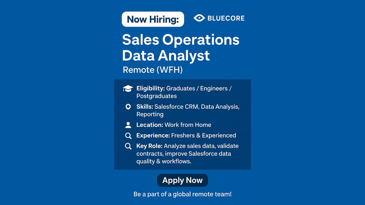 Bluecore Hiring: Remote Sales Operations Analyst 2025